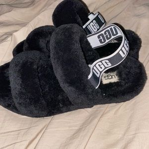 Size 10 UGG Black Fur Slides